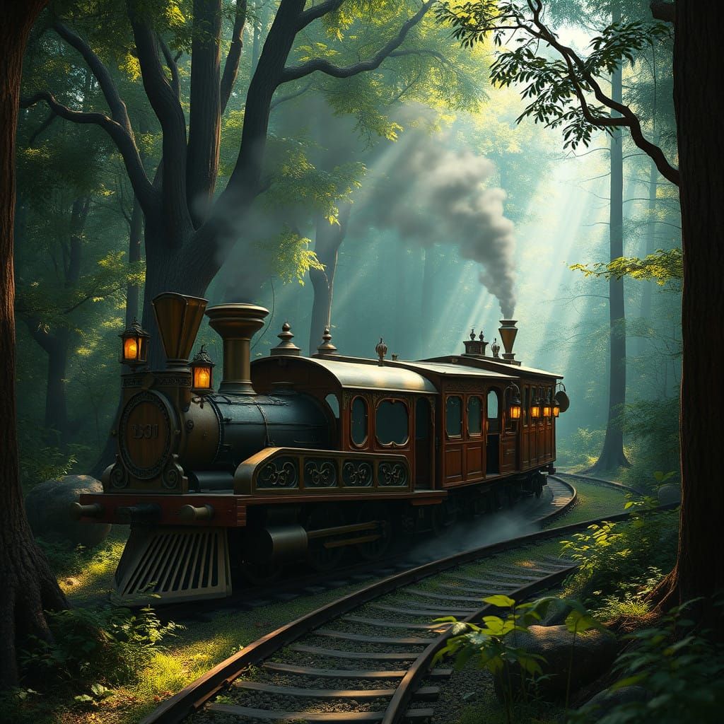 Whimsical Fantasy Train Chugs Through Enchanted Forest