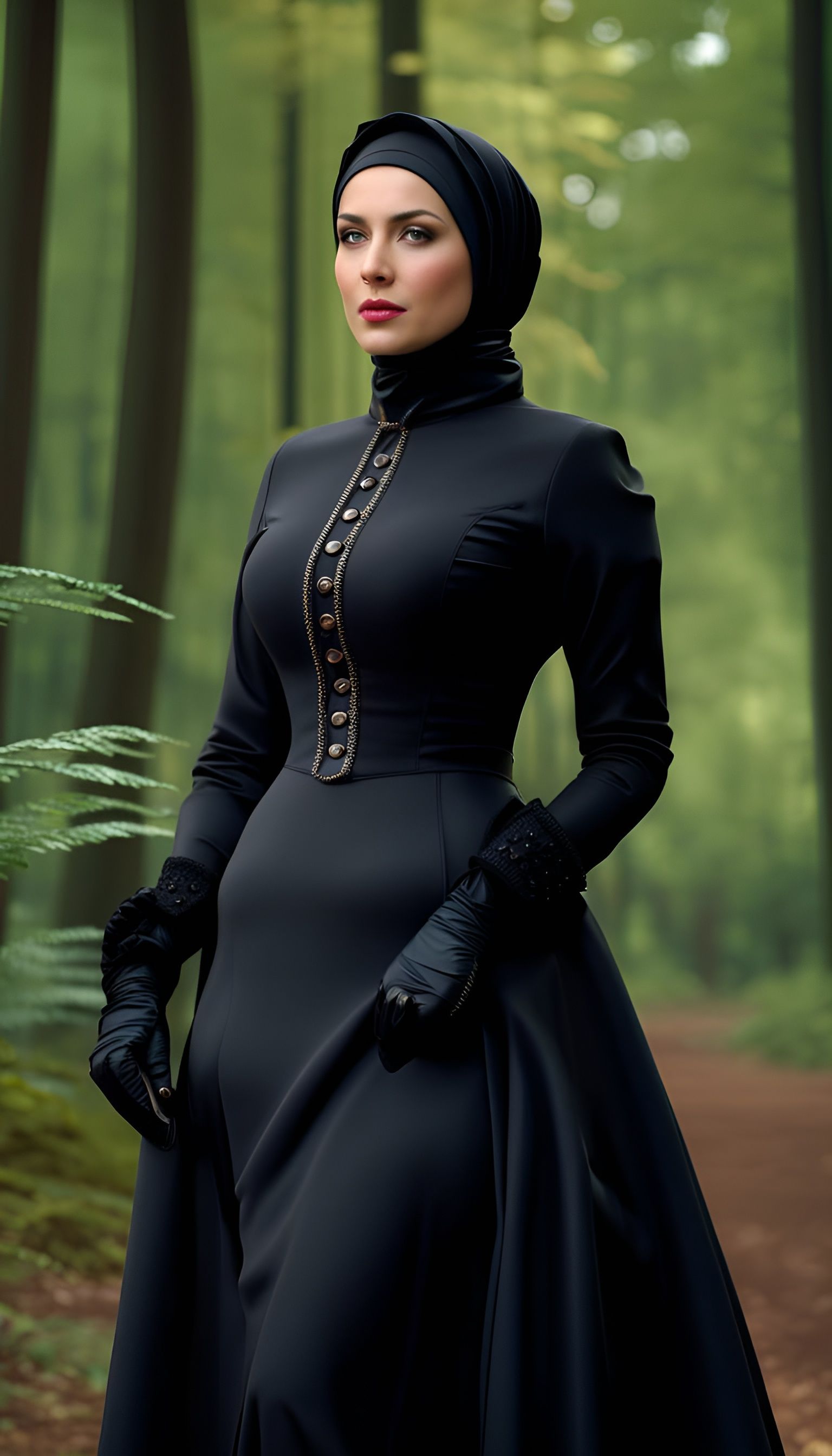 Victorian Woman in Forest, Octane Render