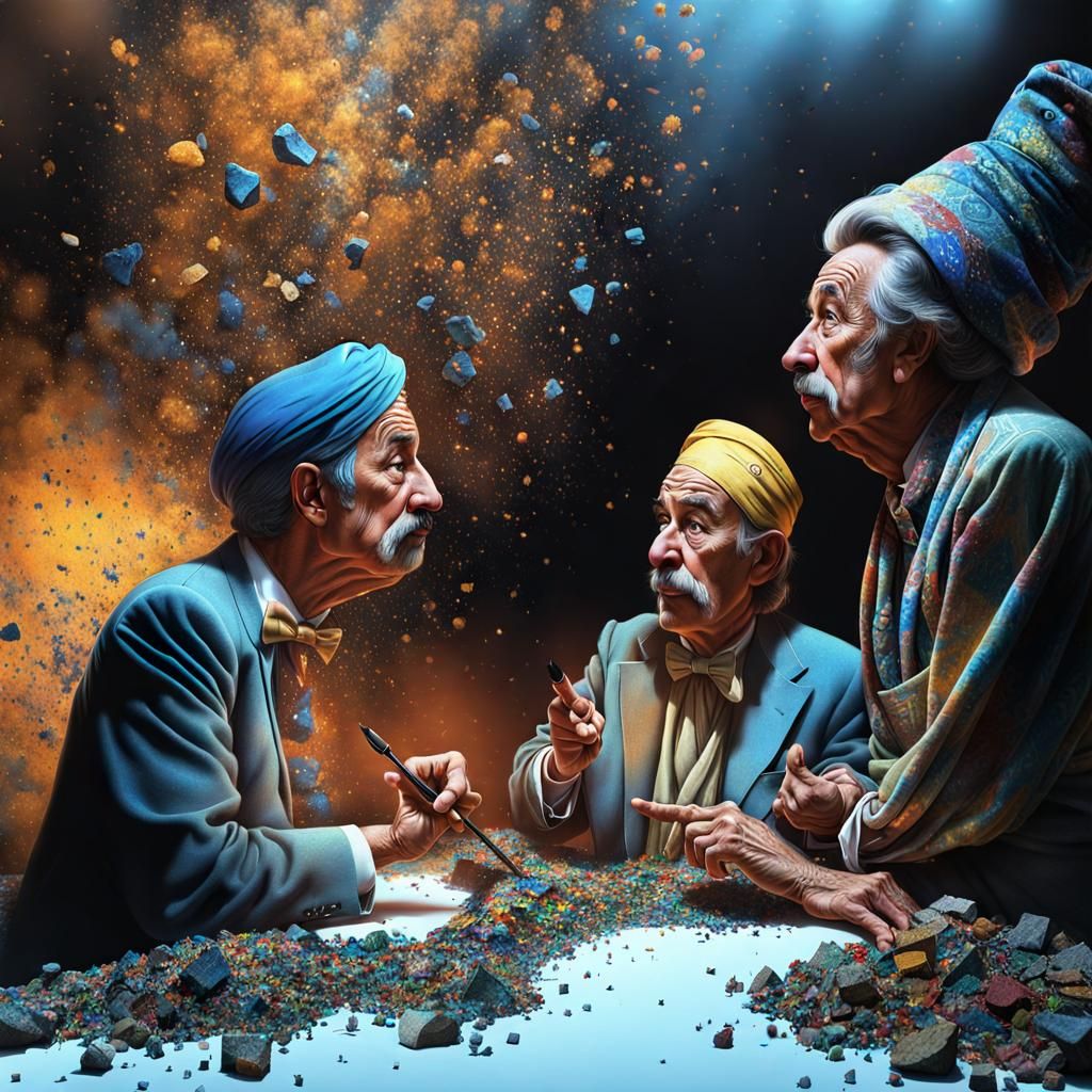 Abstract Art with Magic Particles in Hyperreal Style