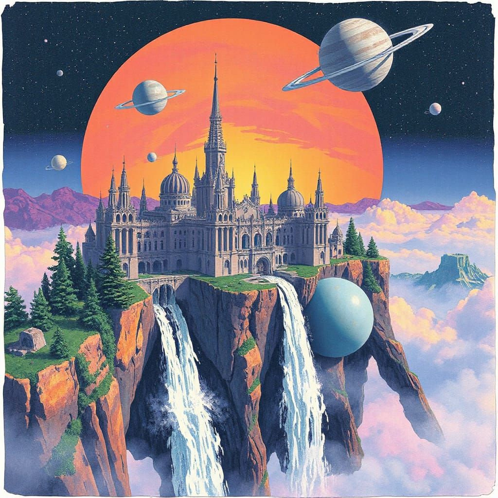 Ethereal Cityscape Floating in Space