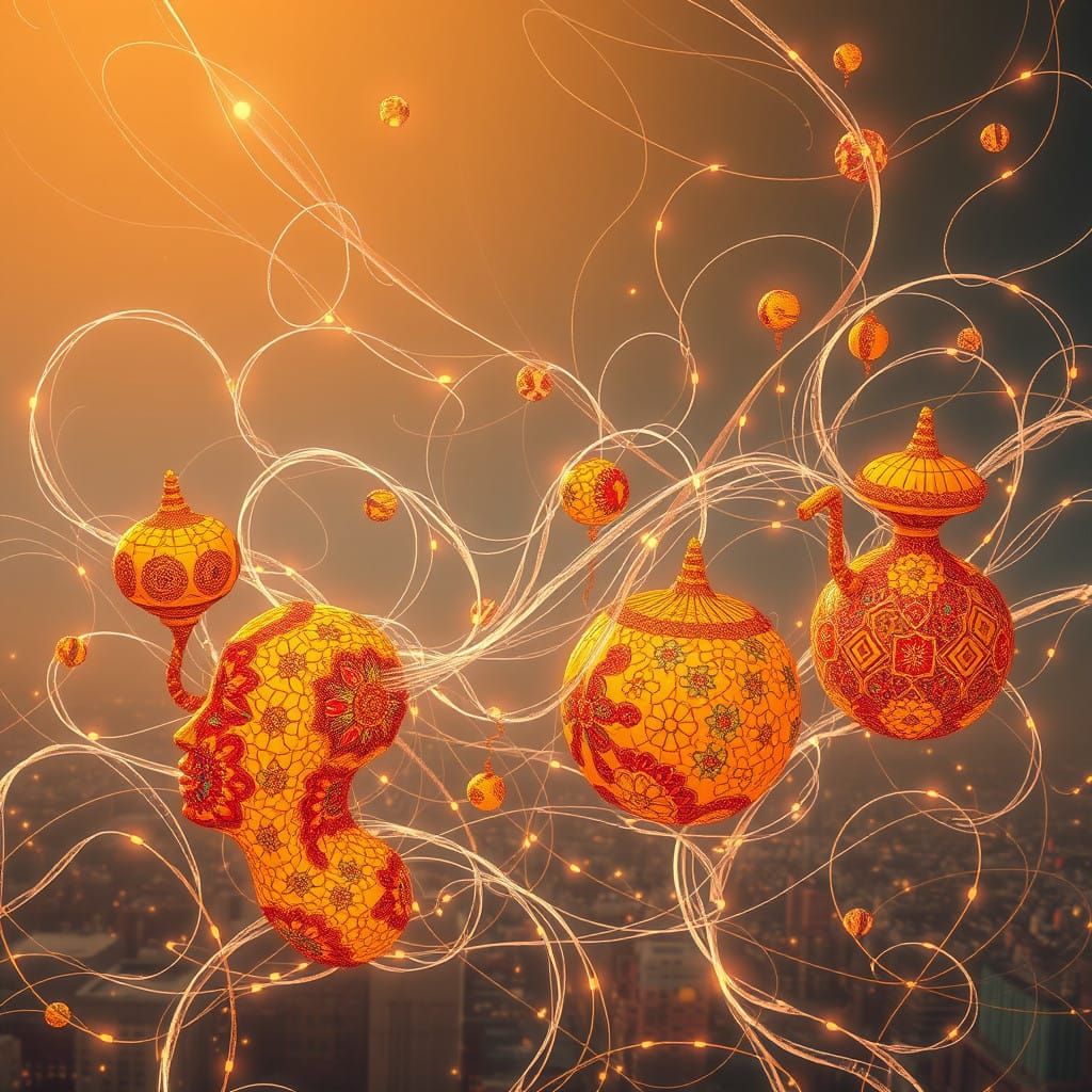 Vibrant Cultural Tapestry in Ethereal Harmony