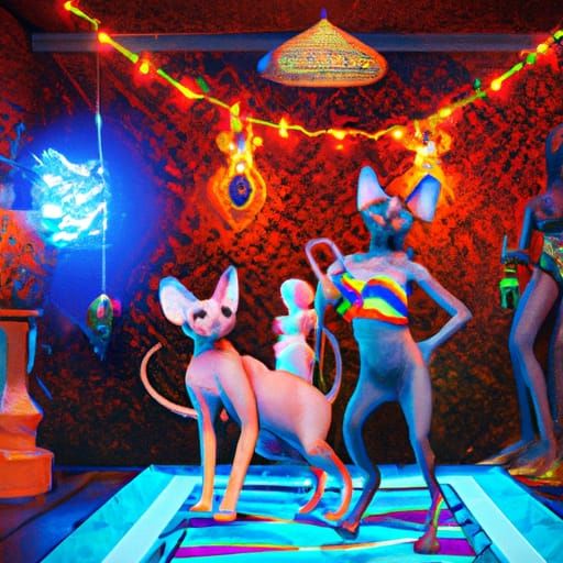 Sphynx Cats at the Disco: Digital Matte Painting