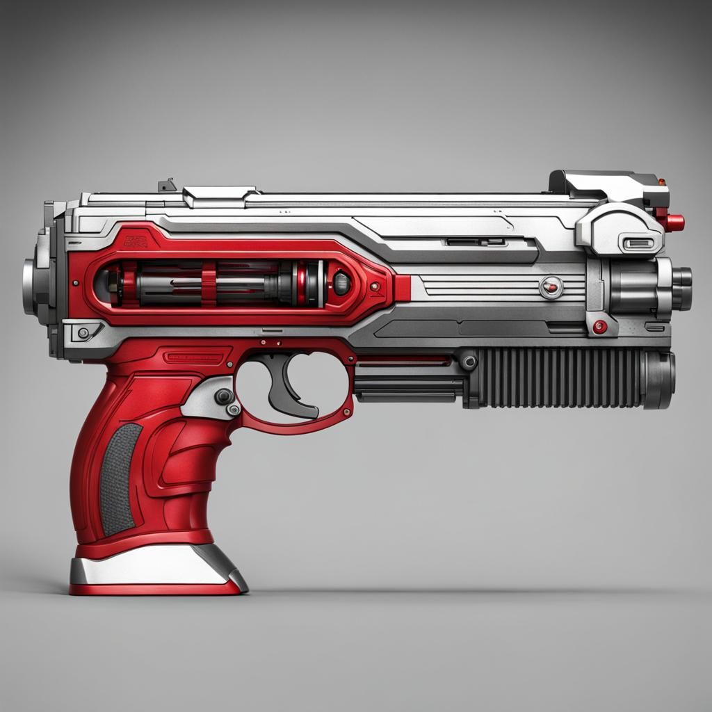 Futuristic Red Power Rangers Pistol Design