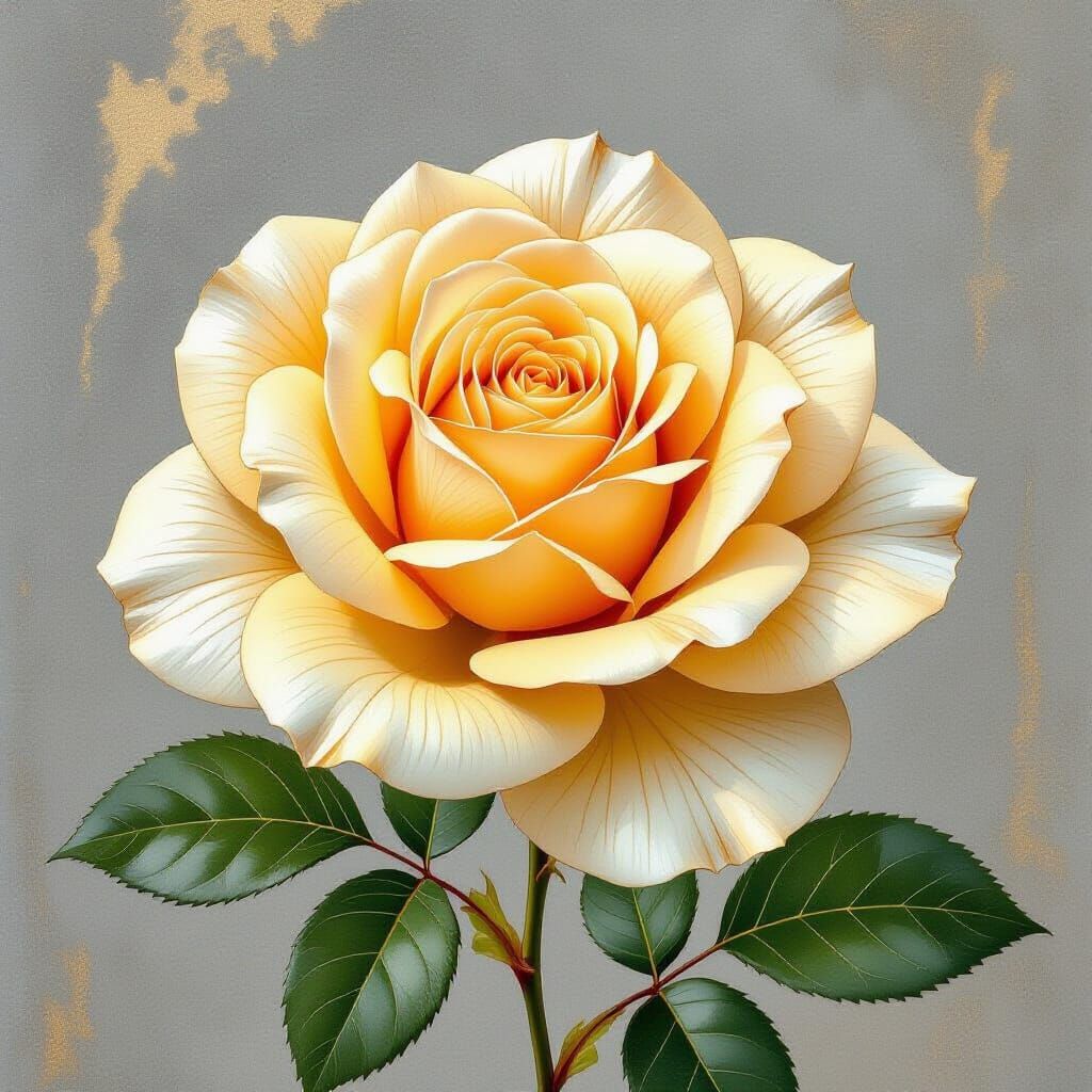 Hyperrealistic Goldenrod Rose in Watercolor Style