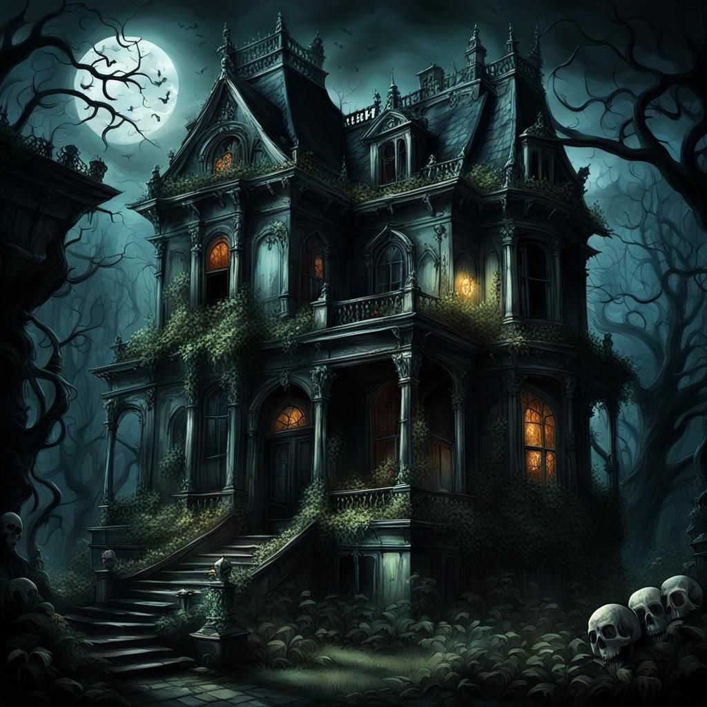Gothic Haunted House Digital Painting