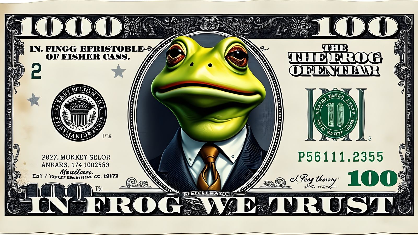 In Frog We Trust Bill in Pop Art Style