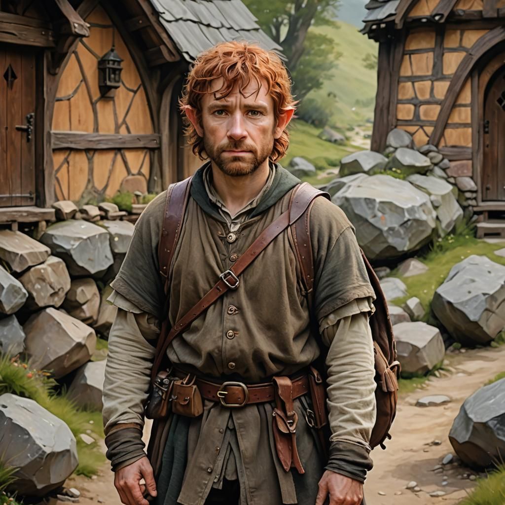 Hobbit Cleric Portrait in Oil Paint Style