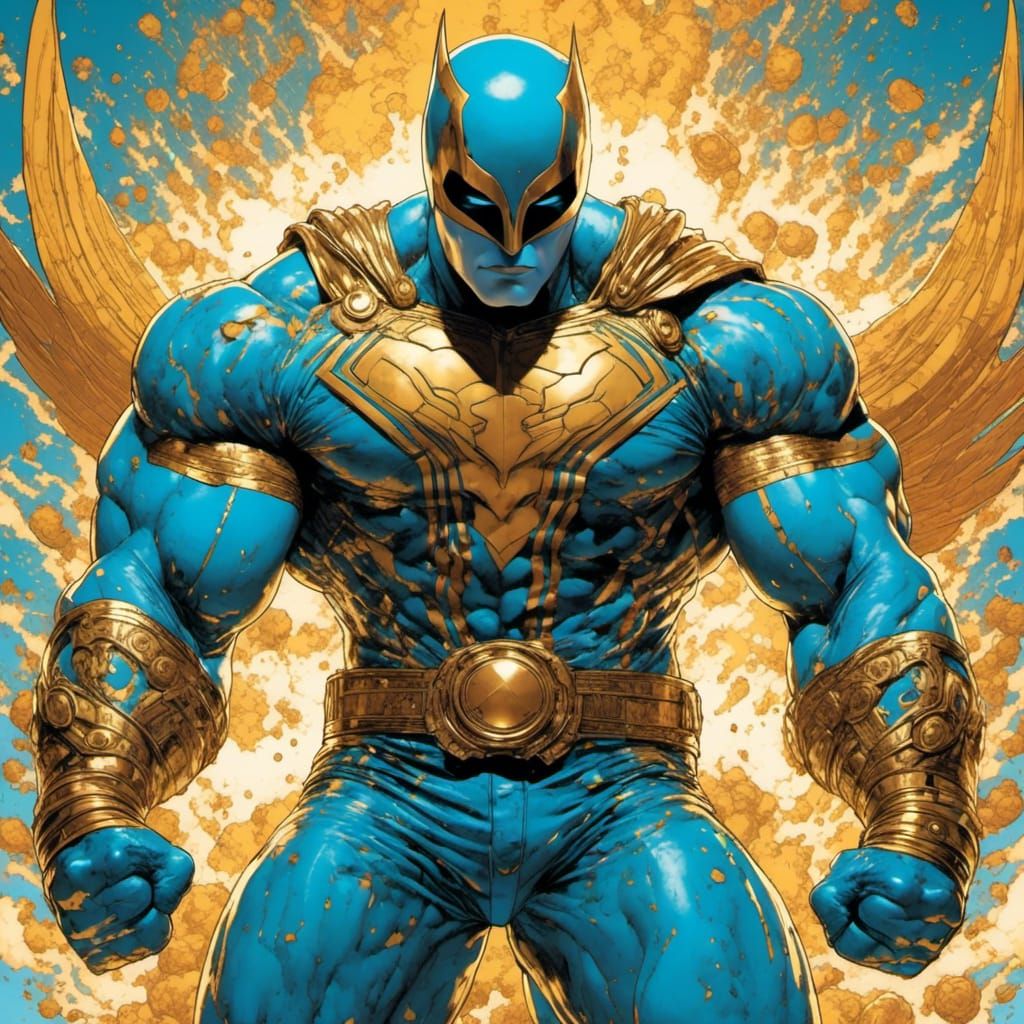 Superhero in Chicano Art Style with Suede Frost