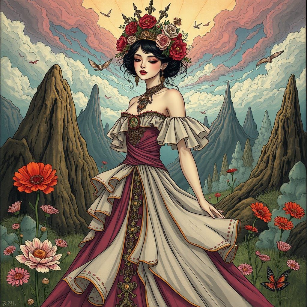 Dreamlike Woman in Surreal Manga Art Style