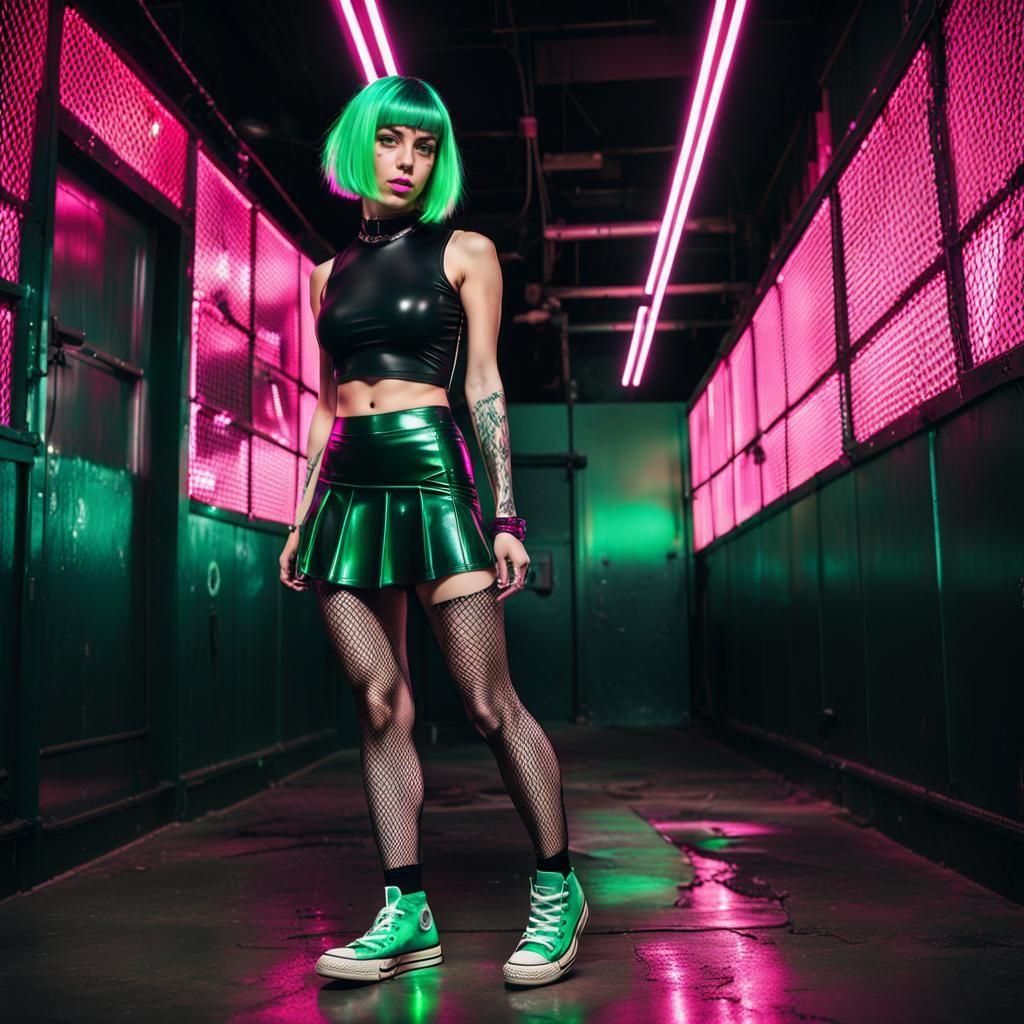 Woman in Latex Outfit at Concert