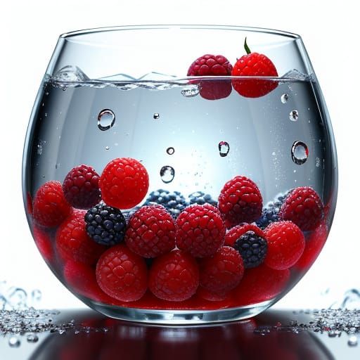 Ultra Detailed Food Photo: Red Berries with Ice