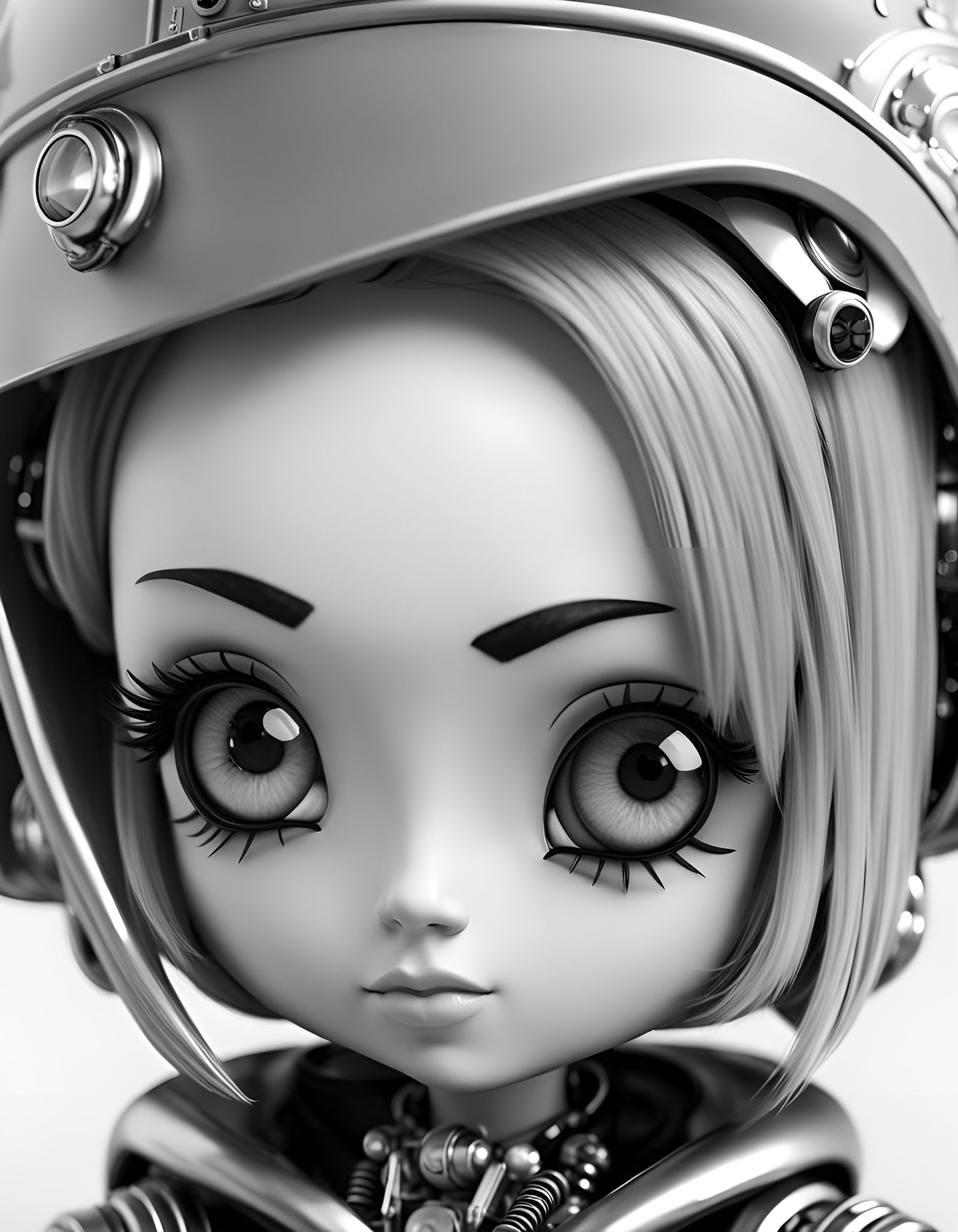 Chibified Android in Retro-Futurist Steampunk Style