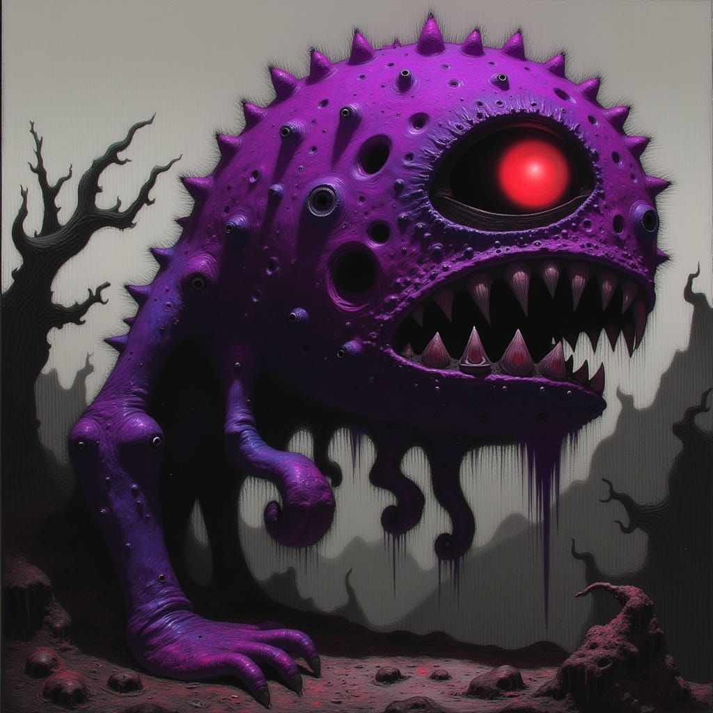 Gothic Horror Creature in Dark, Twisted Landscape