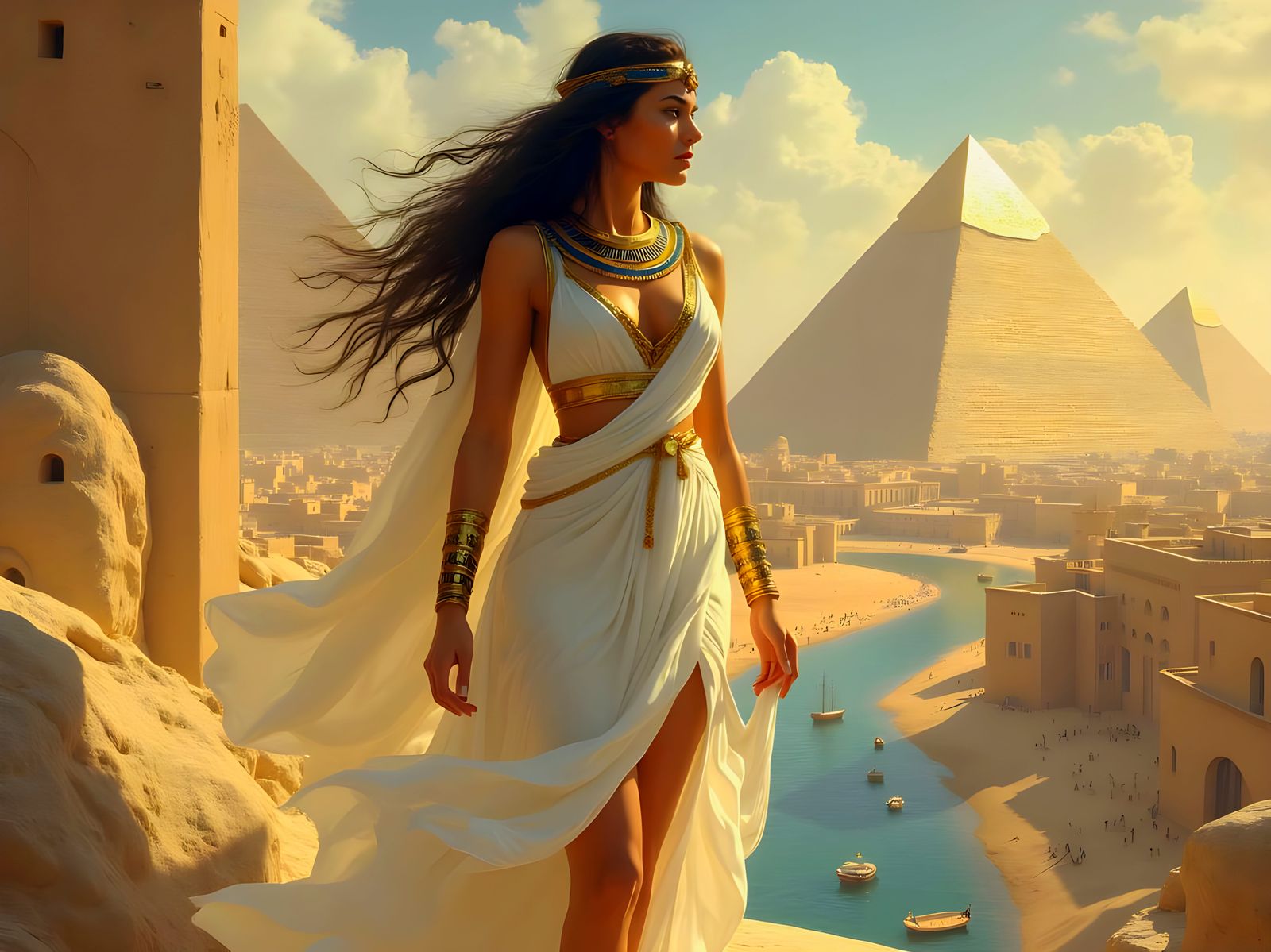 Egyptian Priestess on Pyramid in Fantasy Art