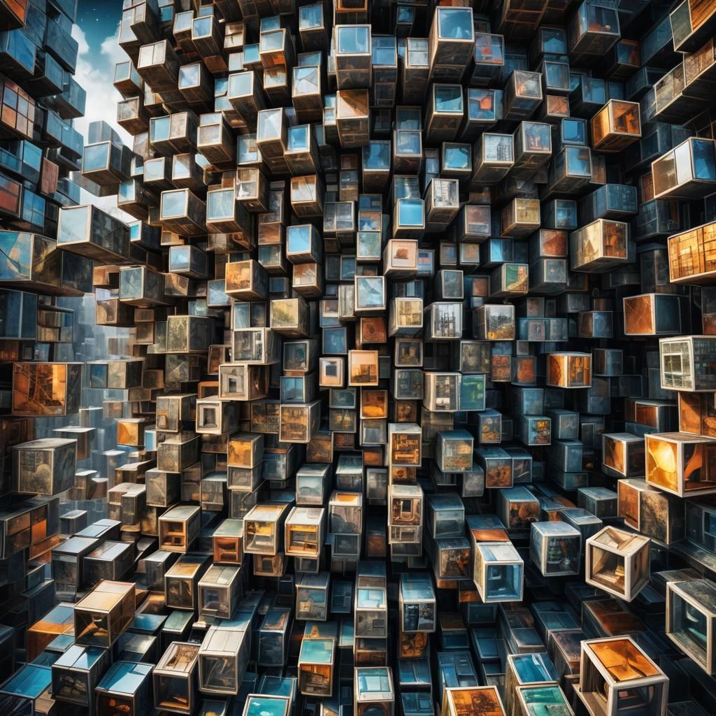 Intricate Cubic Worlds: Hyperrealistic HDR Render