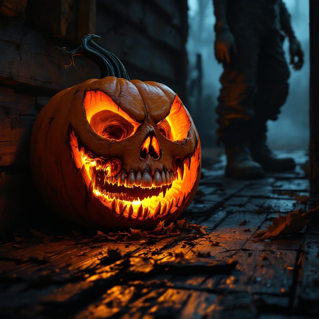 Eerie Jack-o'-Lantern in Dark Surrealism Style