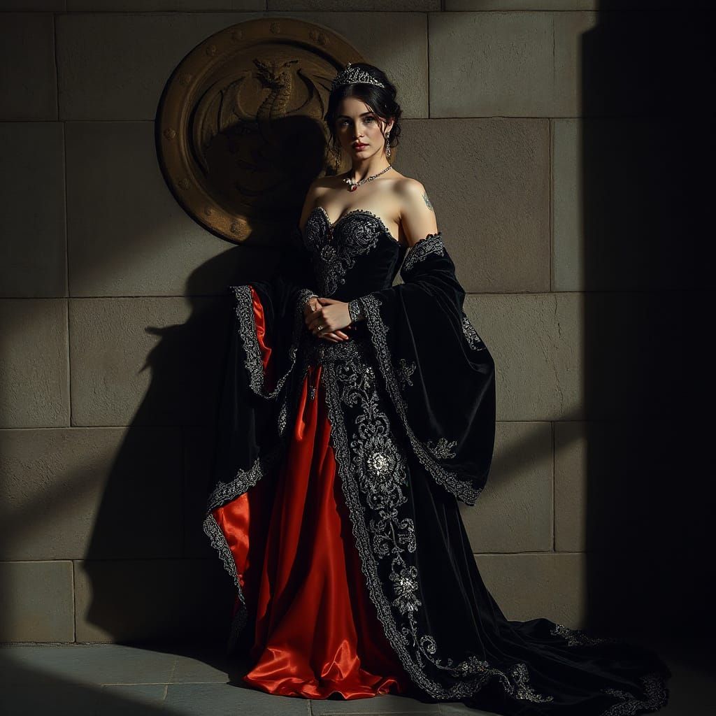 Medieval Goddess in Opulent Dark Fantasy Style