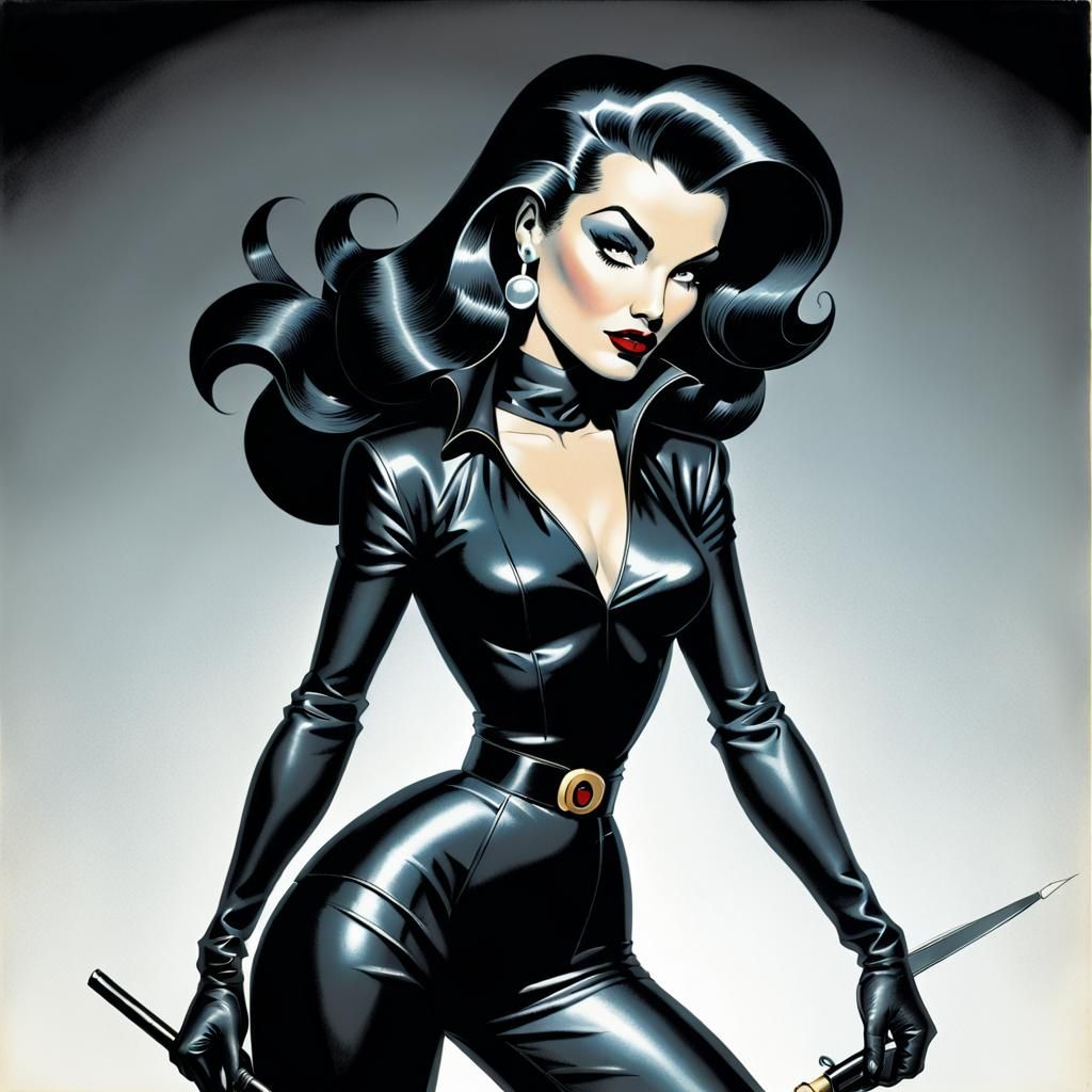 Noir Femme Fatale in Classic Comic Style