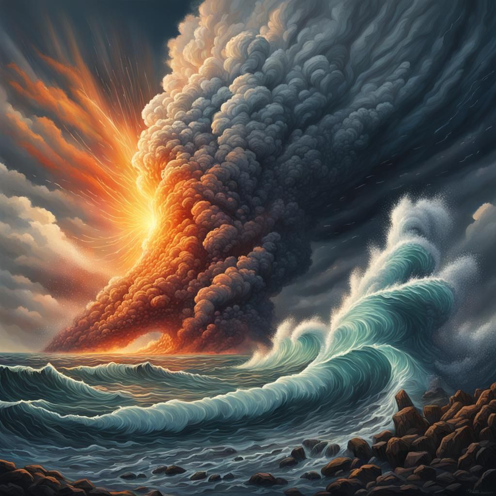 Dramatic Natural Phenomena in Hyperrealistic Splash Art