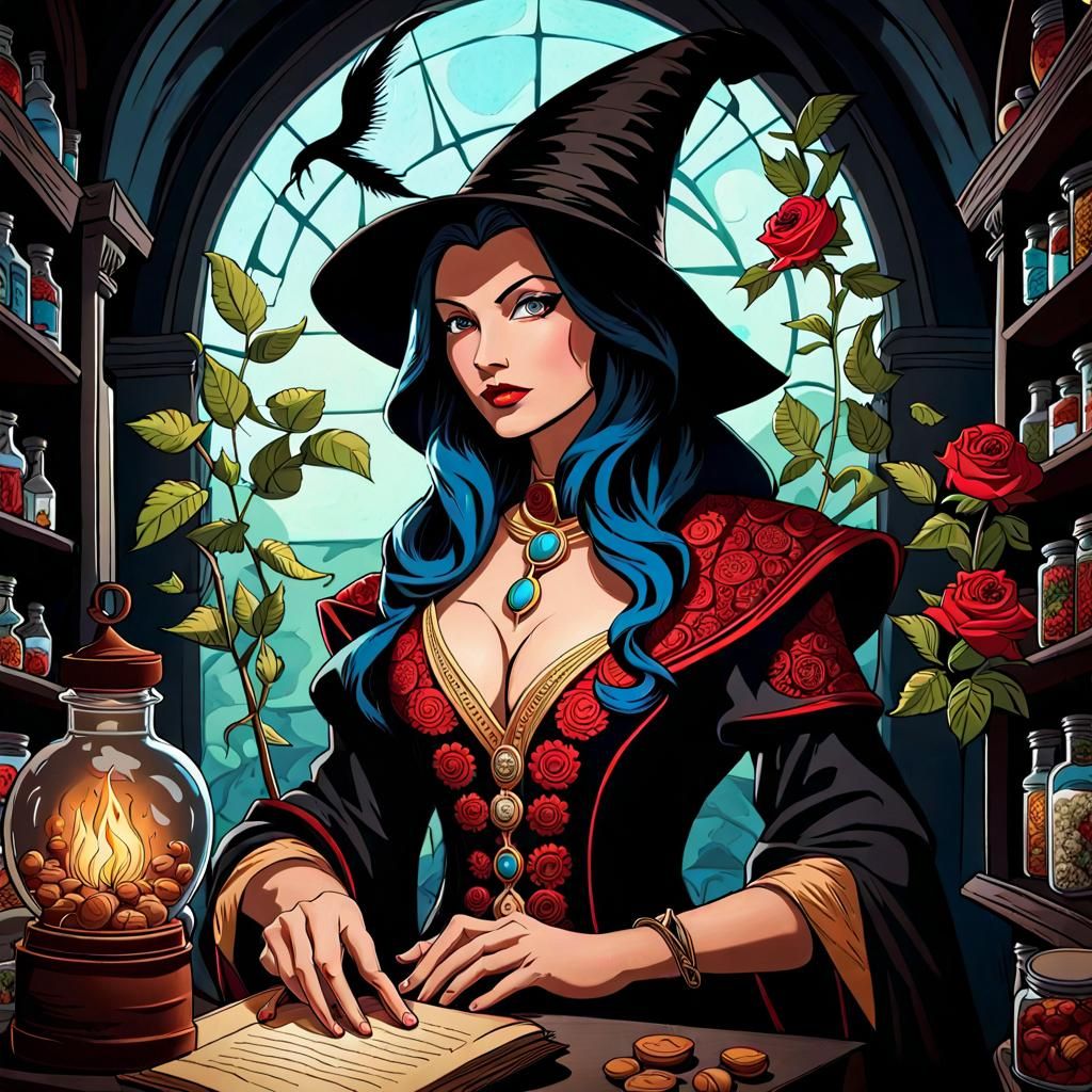 Demonic Botanist in Antique Pharmacy, Film Noir