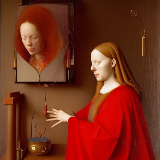 Renaissance Woman and Child Portrait in Oil