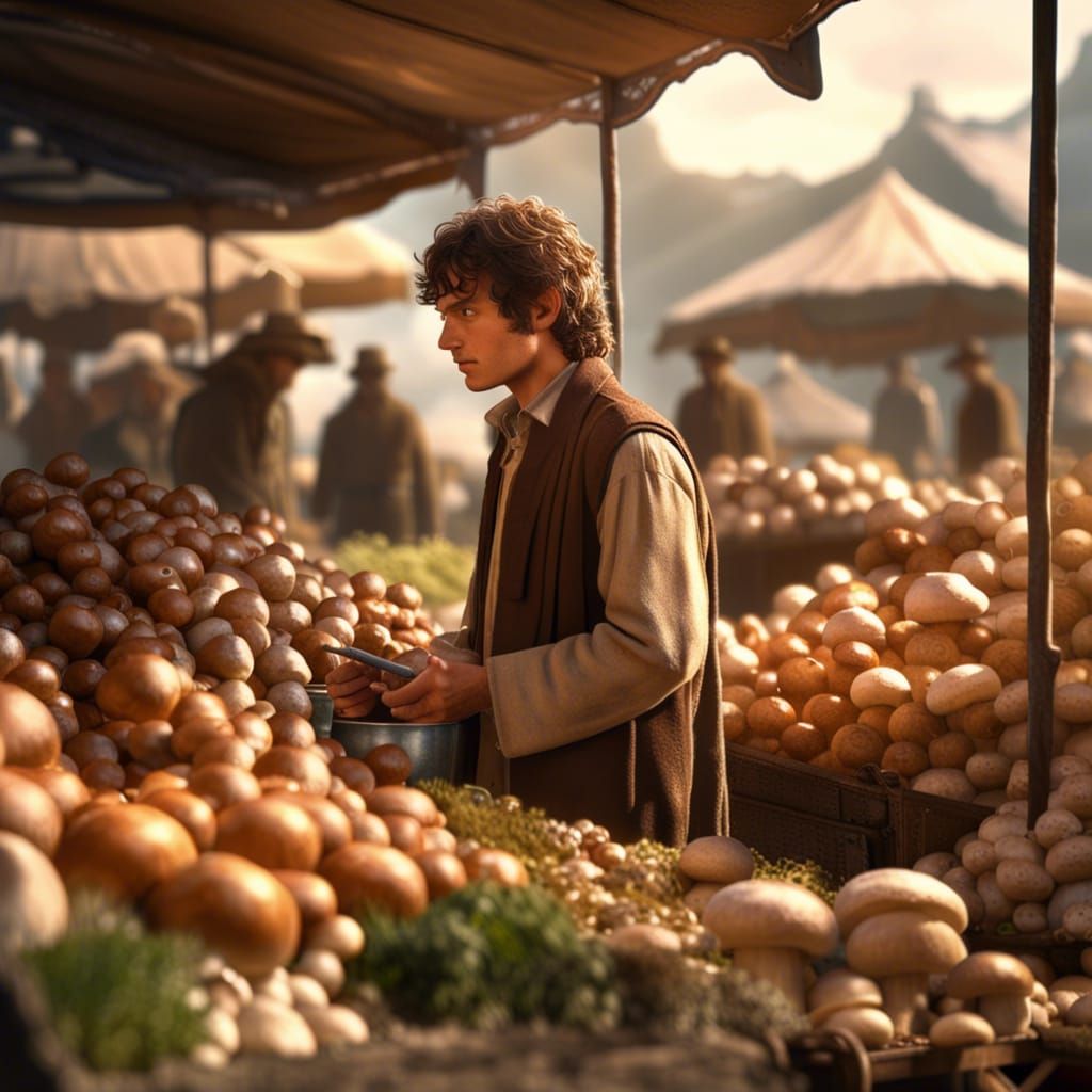 Frodo Baggins at the Market, Digital Matte Painting