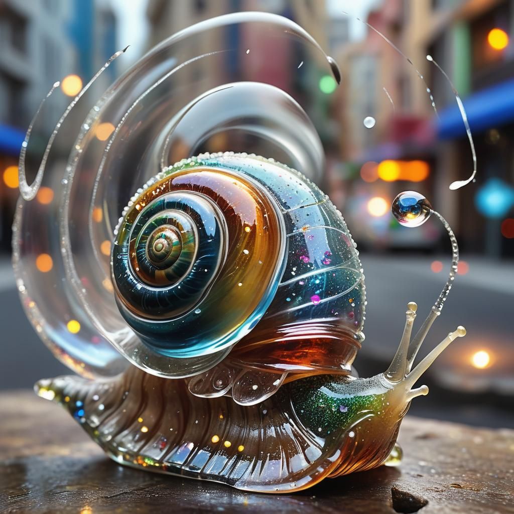 A snail shaking itself off after a rain shower