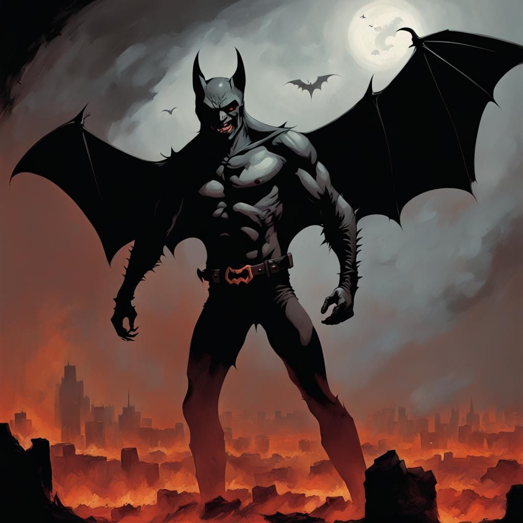 Sinister Bat Emerges from Hellish Landscape
