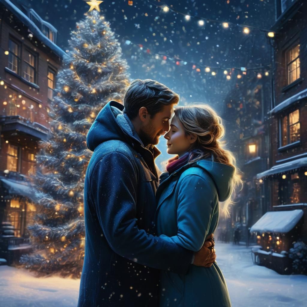 Enchanted Christmas Moment in Vibrant Digital Art