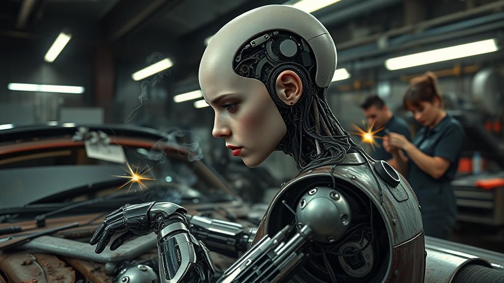 A beautiful bald-headed cyborg