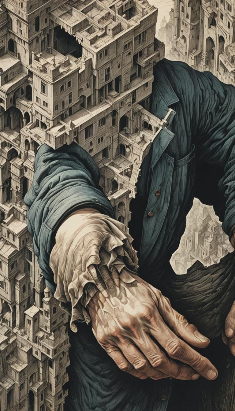 Detailed Pen and Ink Drawing with Delicate Lines