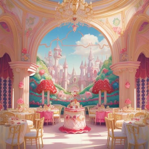 Whimsical Strawberry Crepe Wonderland in Vibrant Colors