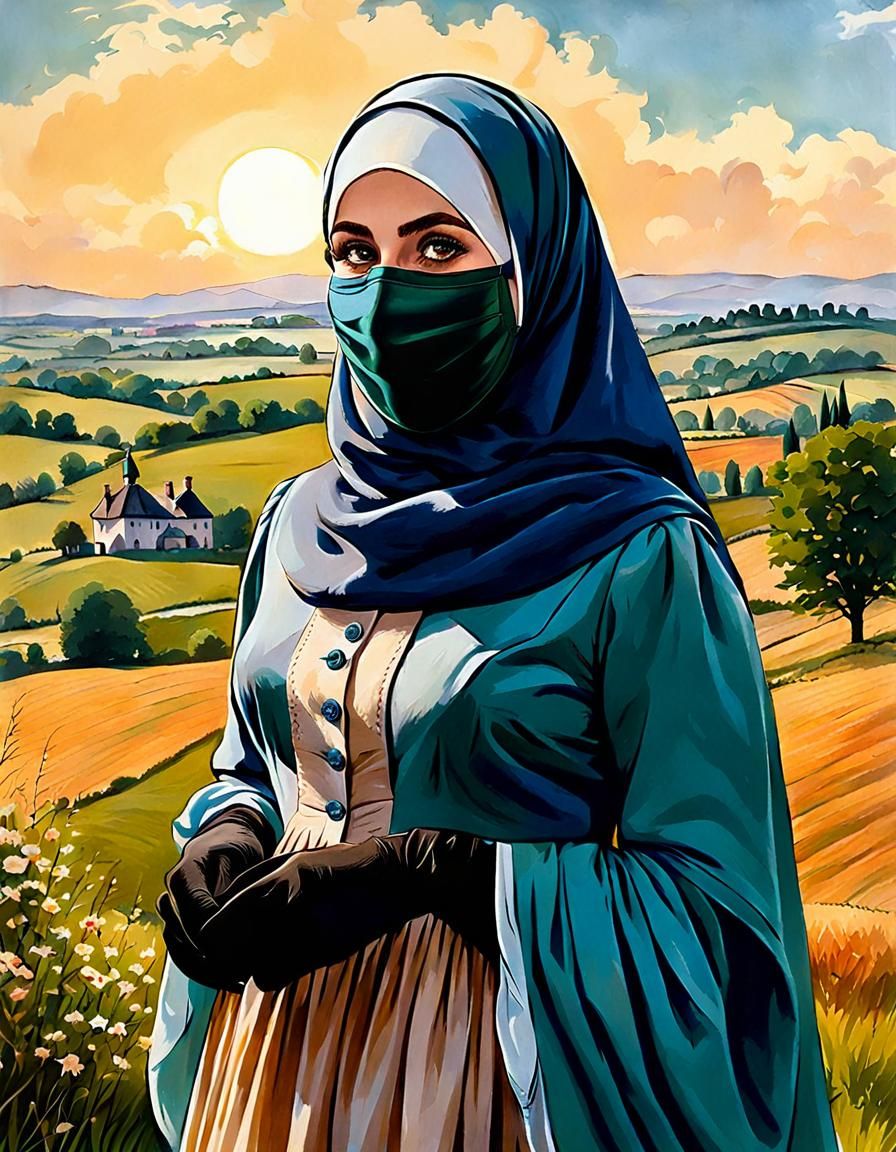 Victorian Woman in Comic Book Art Style