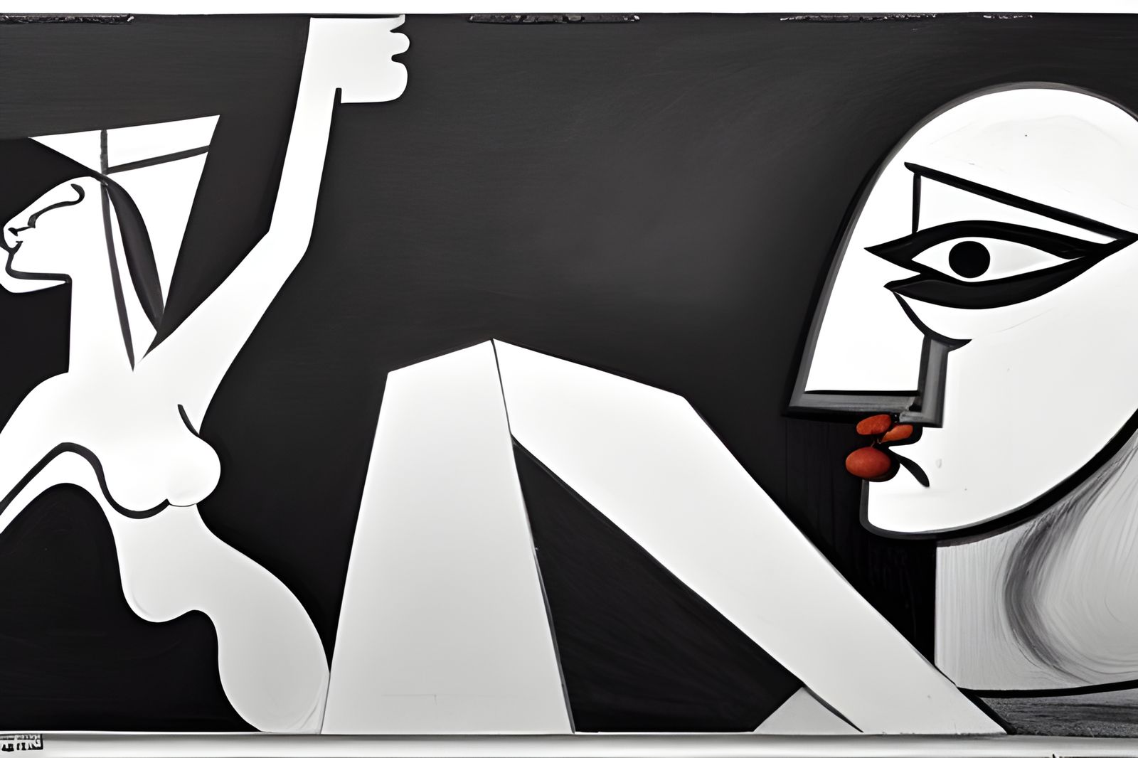 Cubist War Scene with Crying Horse and Screaming Woman