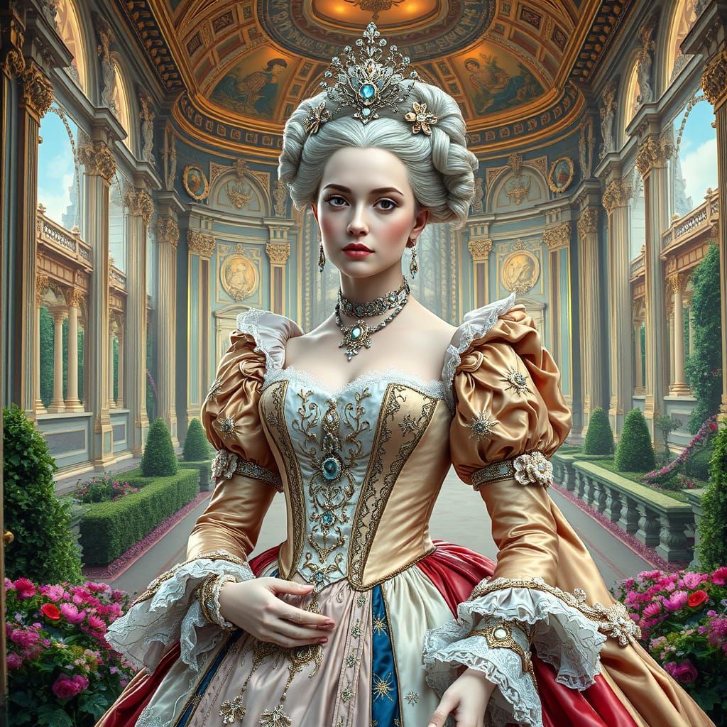 Regal Marie Antoinette in a Fantastical Palace Setting
