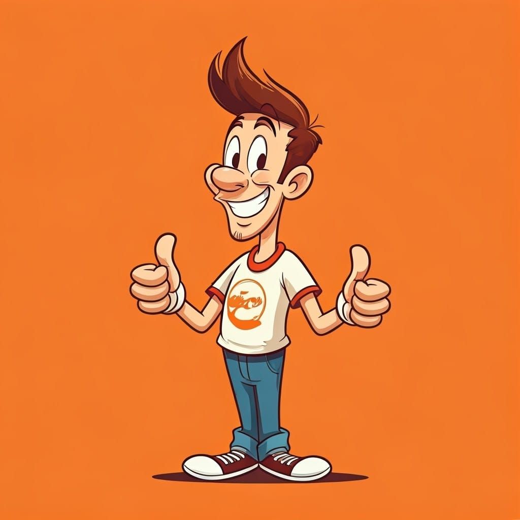 Vibrant Cartoon Portrait of a Man in Exaggerated Style