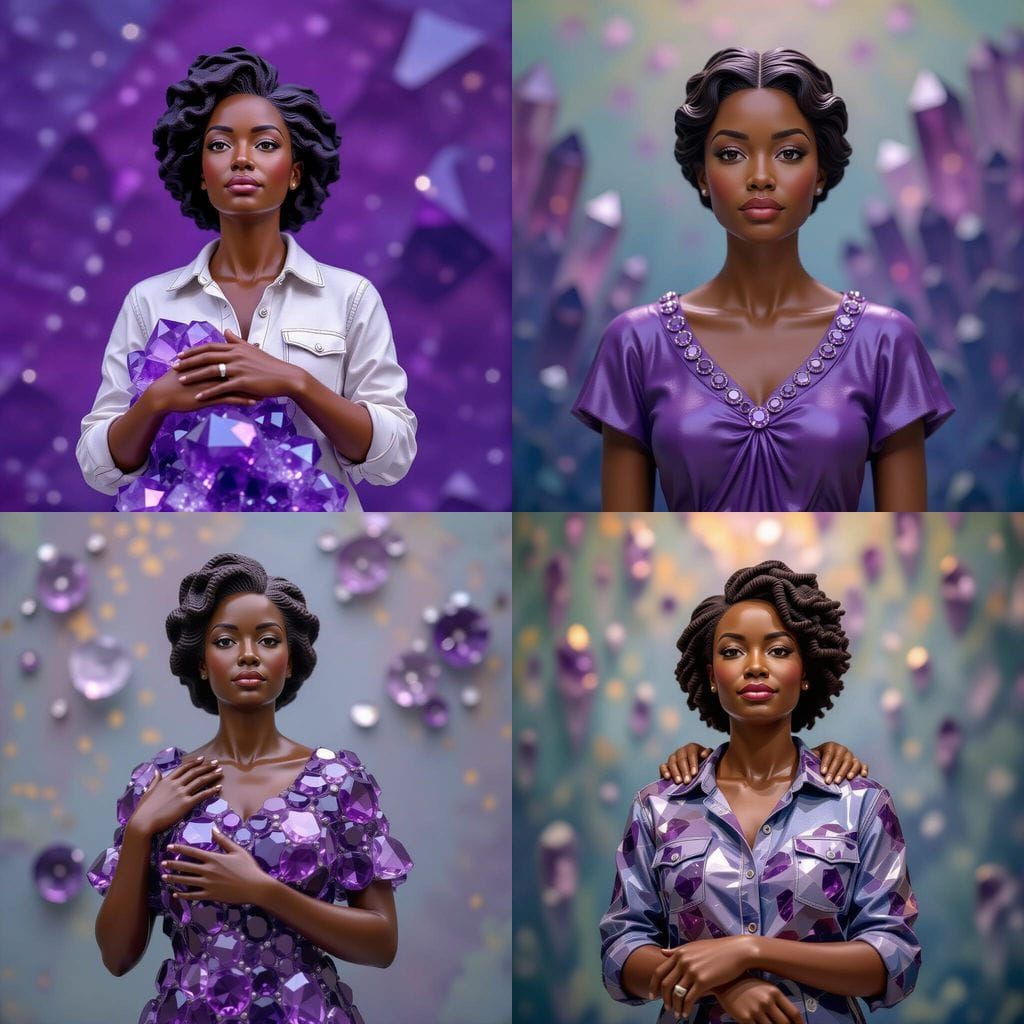 Amethyst Porcelain Statue of Woman Holding Humanity