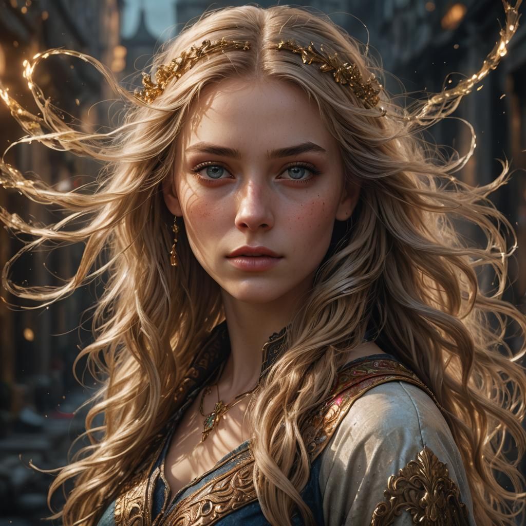 Hyperrealistic Portrait of a Glowing Young Woman