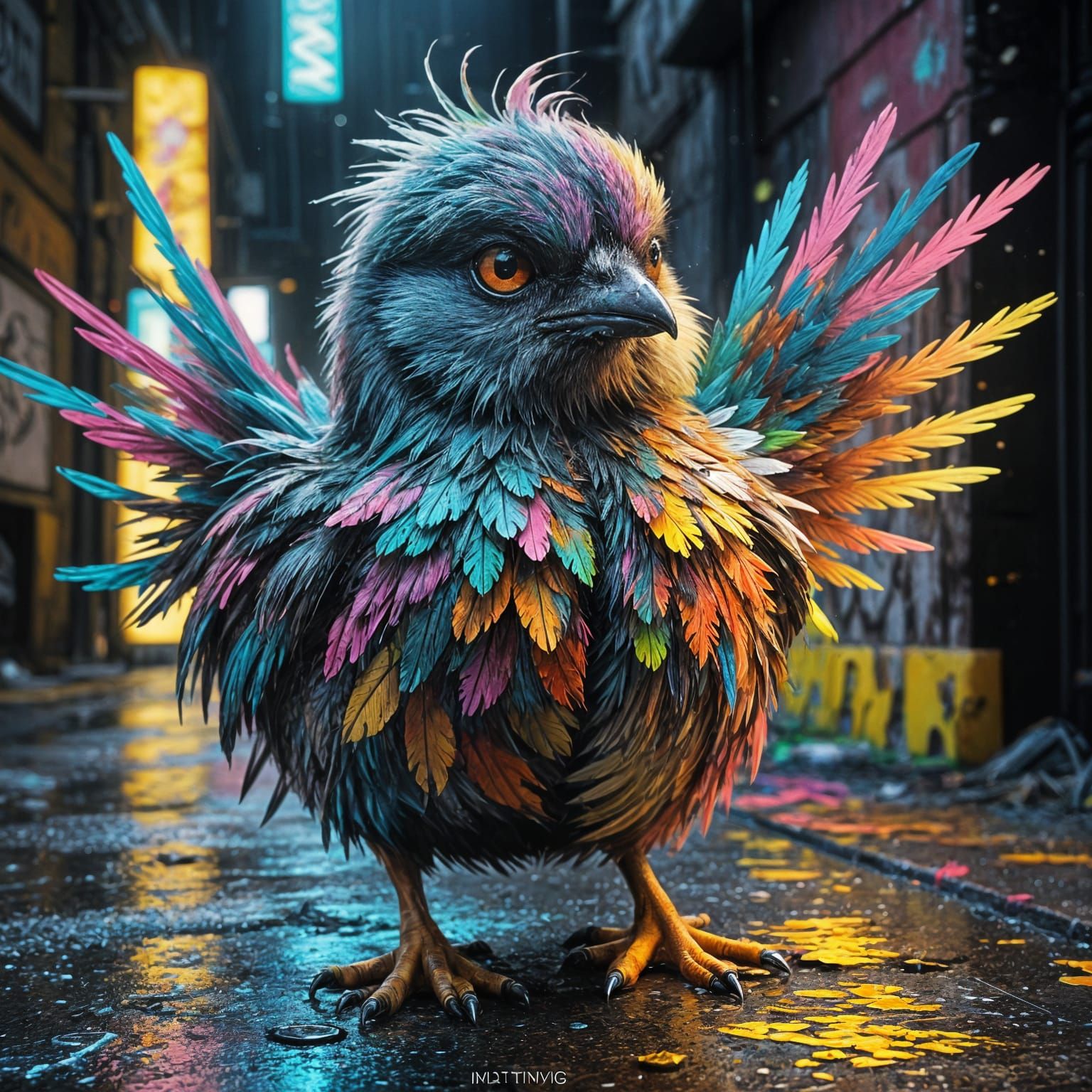 Grumpy Chick in Graffiti Street Art Style