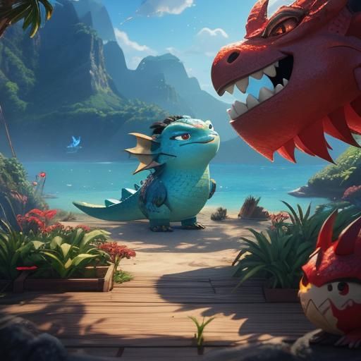 Cute Dragon in Red Shorts: 3D Game Cinematic