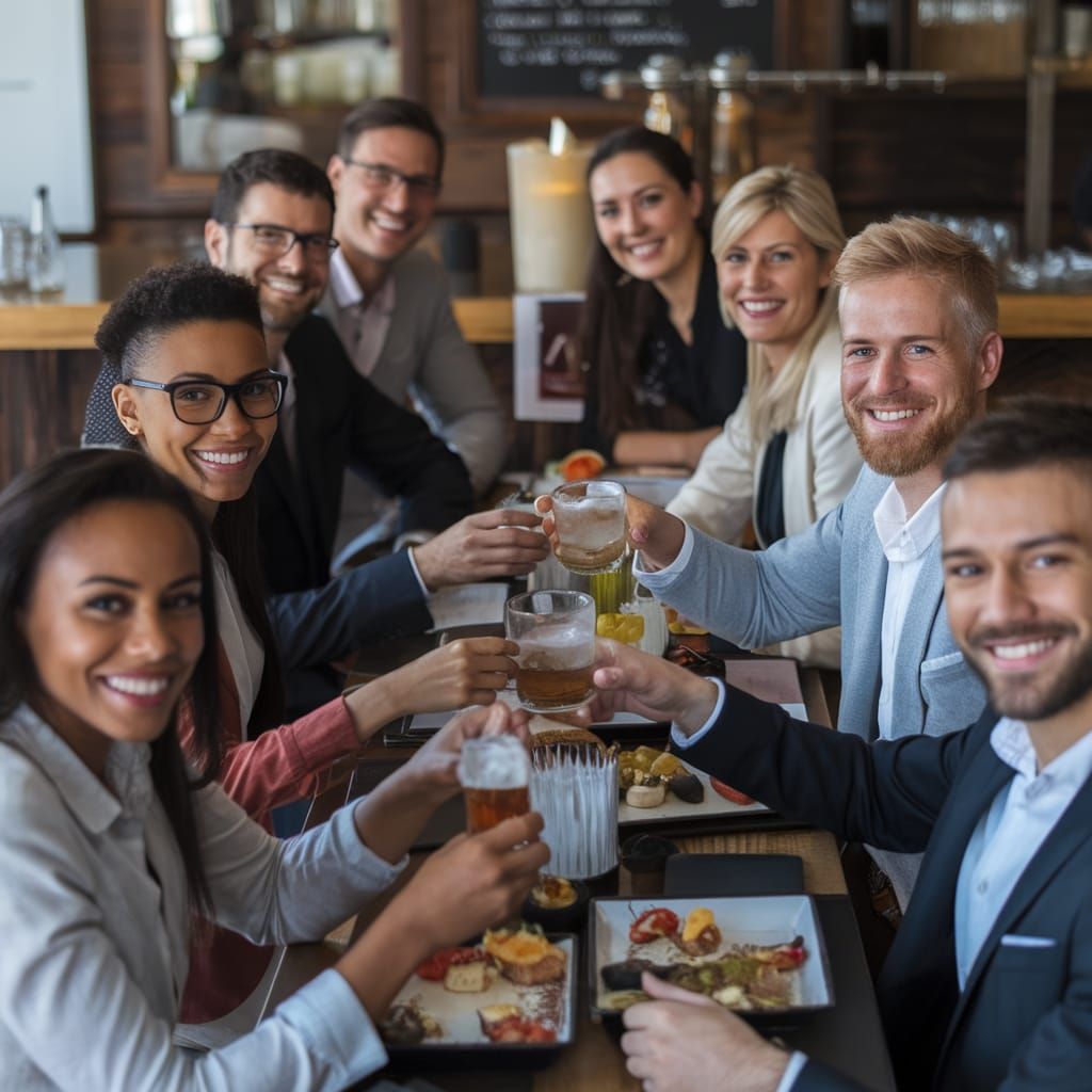 Diverse Managers Gather at Local Pub in Casual Setting