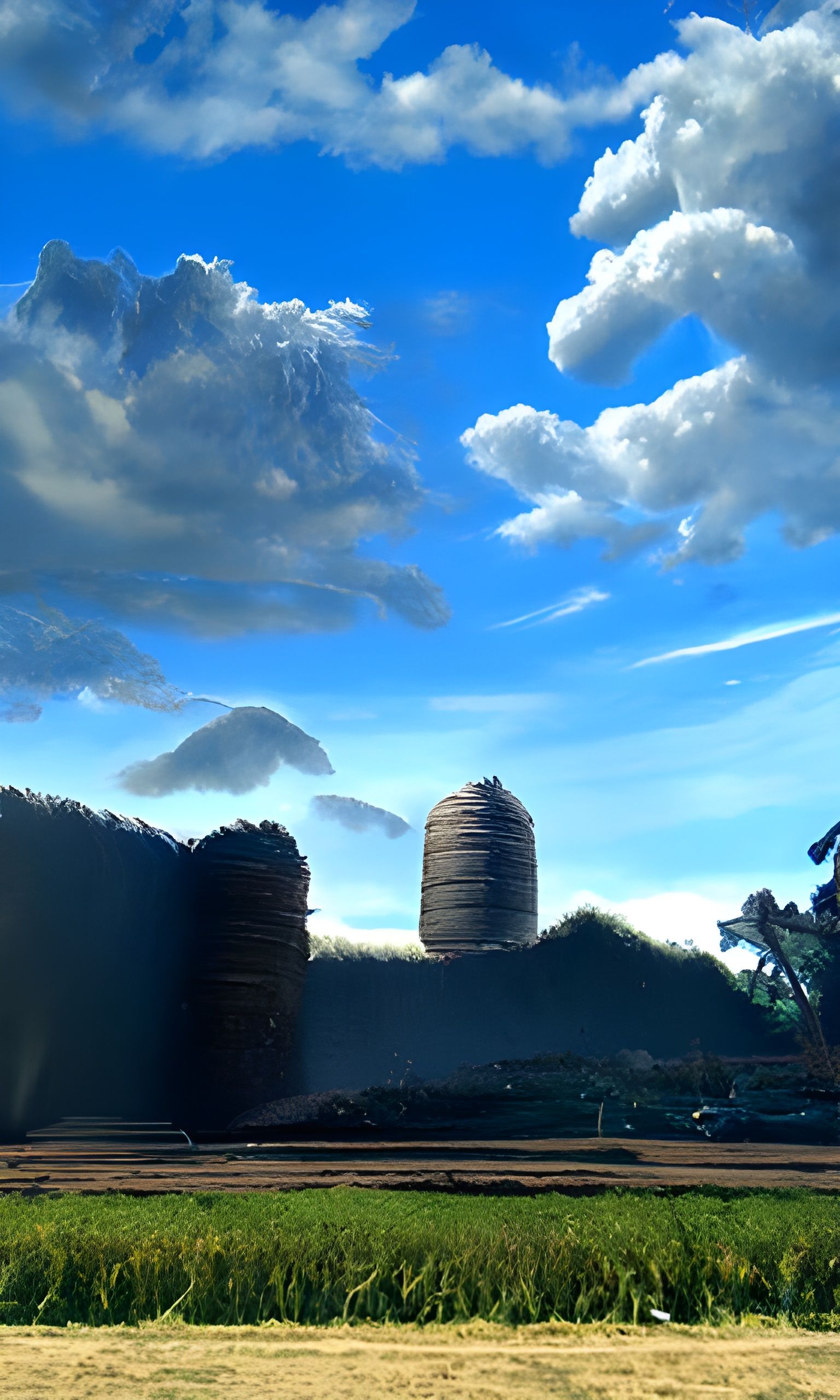 Epic Cornfield Landscape with Giant Hay Bales