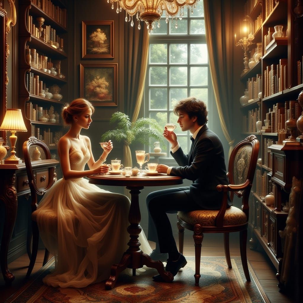 Harry Potter and Hermione in Ethereal Fantasy Tea Room
