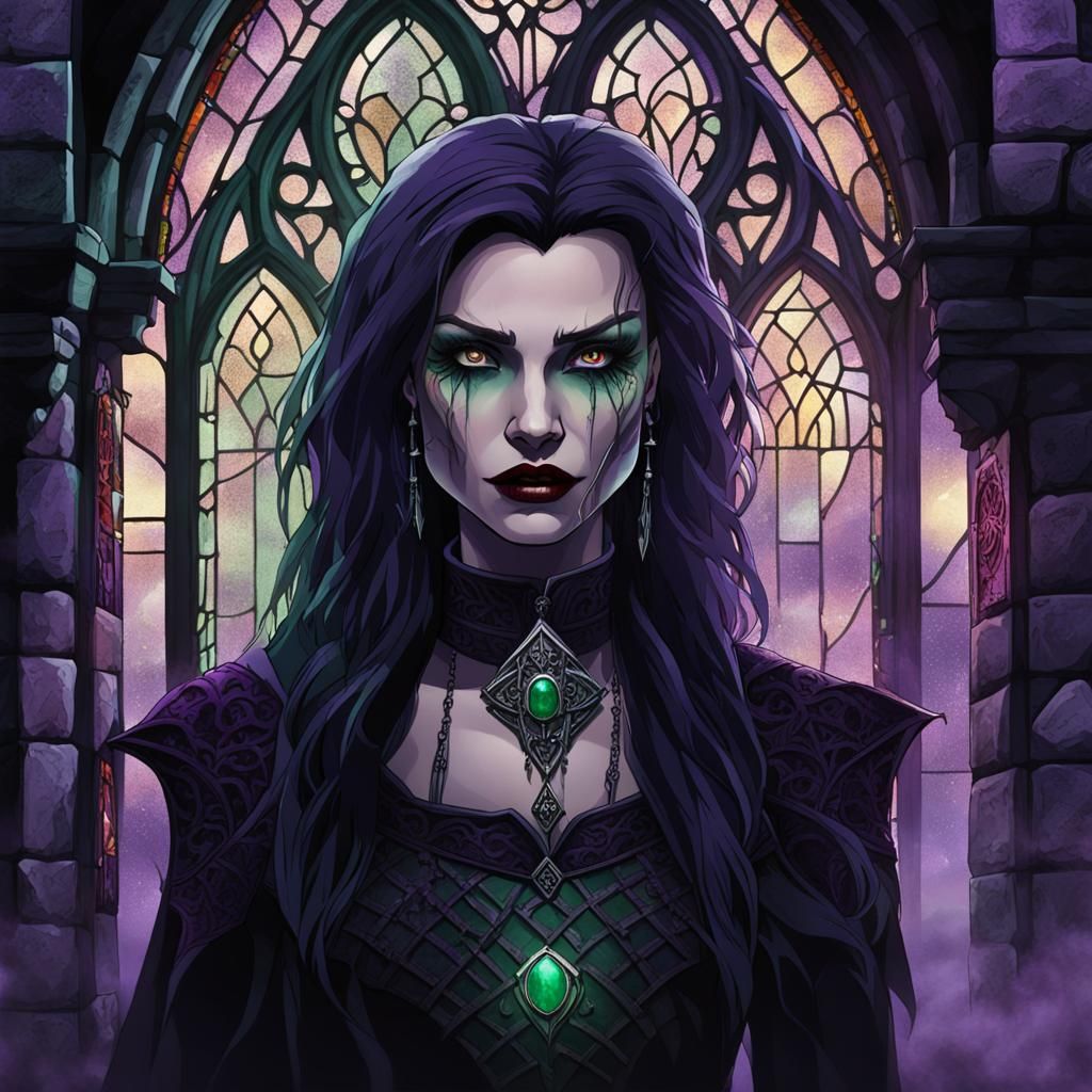 Vampire Woman Portrait in Dark Fantasy Style
