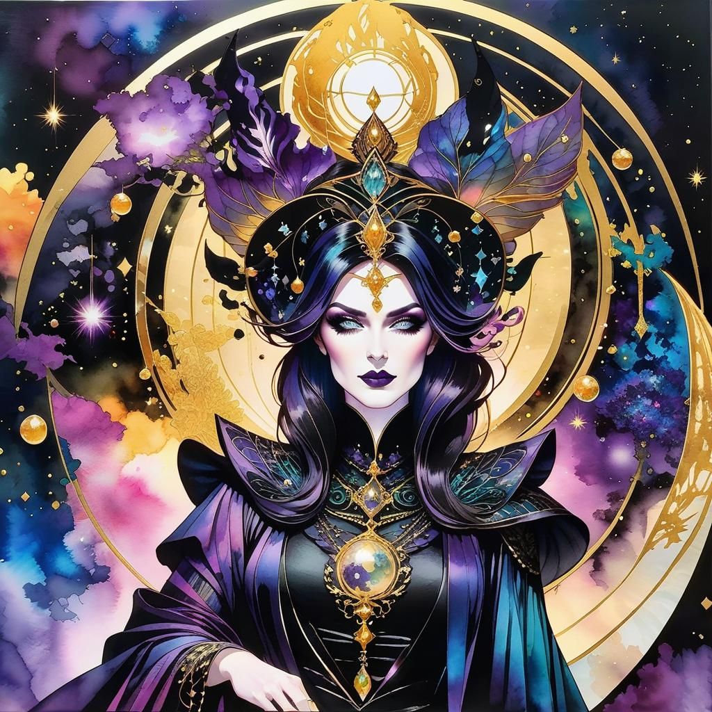 Morgan le Fey: Dark Cosmic Alcohol Ink Art