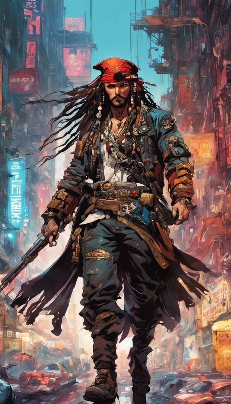 Cyberpunk Jack Sparrow with Astrogirl