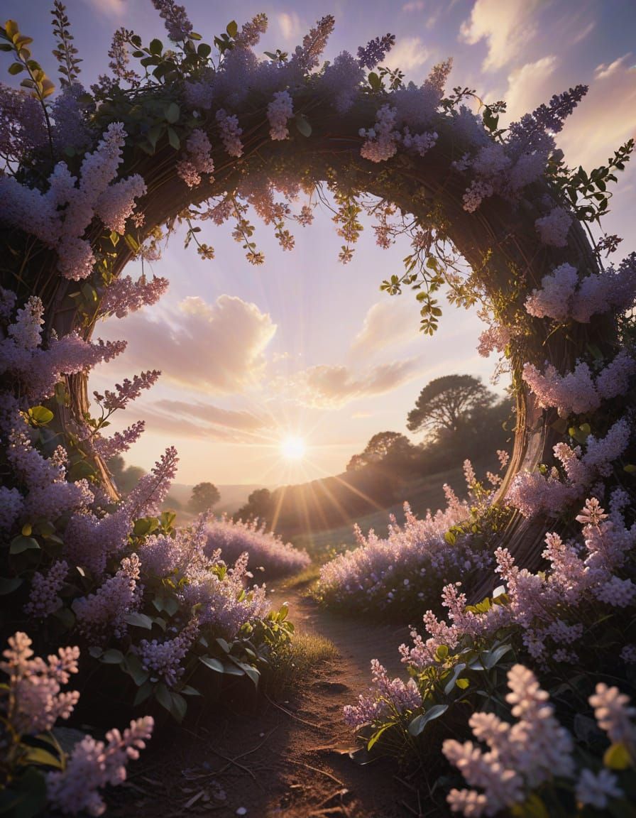 Surreal Lilac Portal Soars in Dreamy Skies