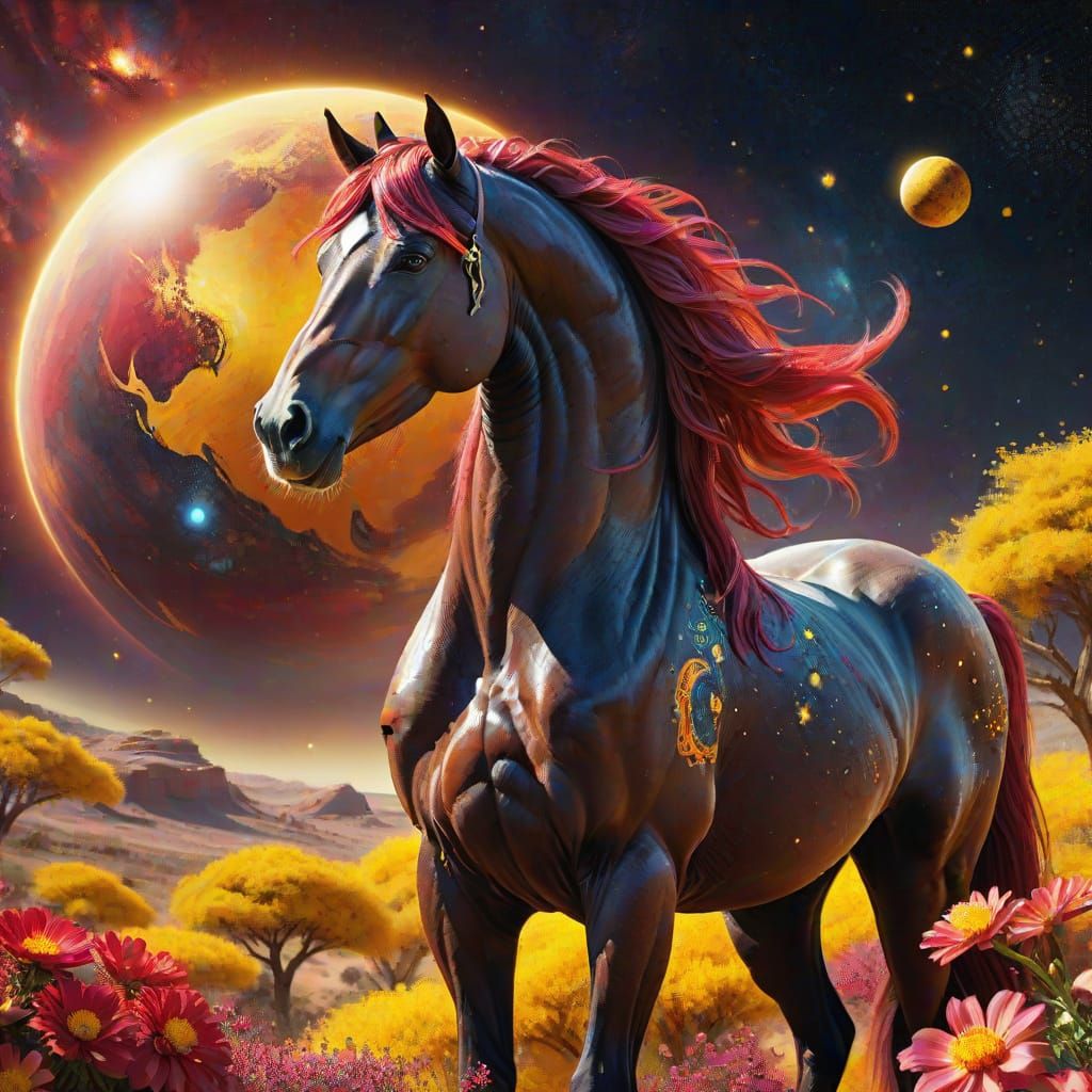 Arabian Stallion Before a Planet, Splash Art