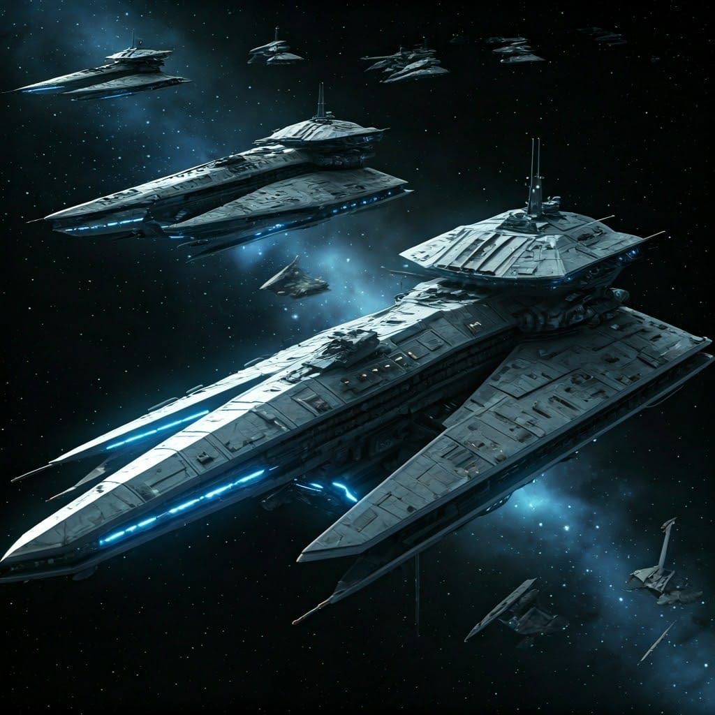 Futuristic Spaceships in Epic Space Battle