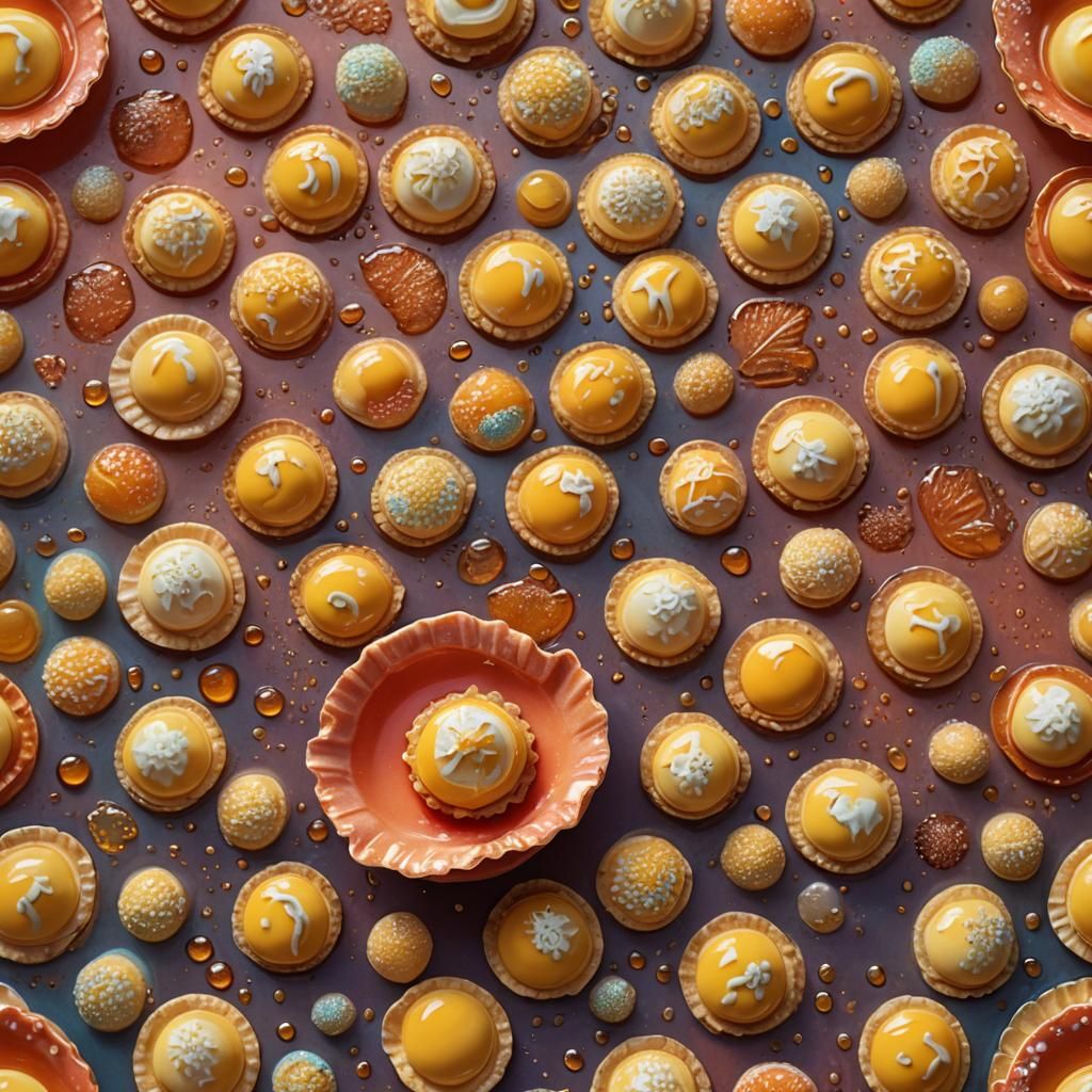 Honey Custard Tart on Coral Plate